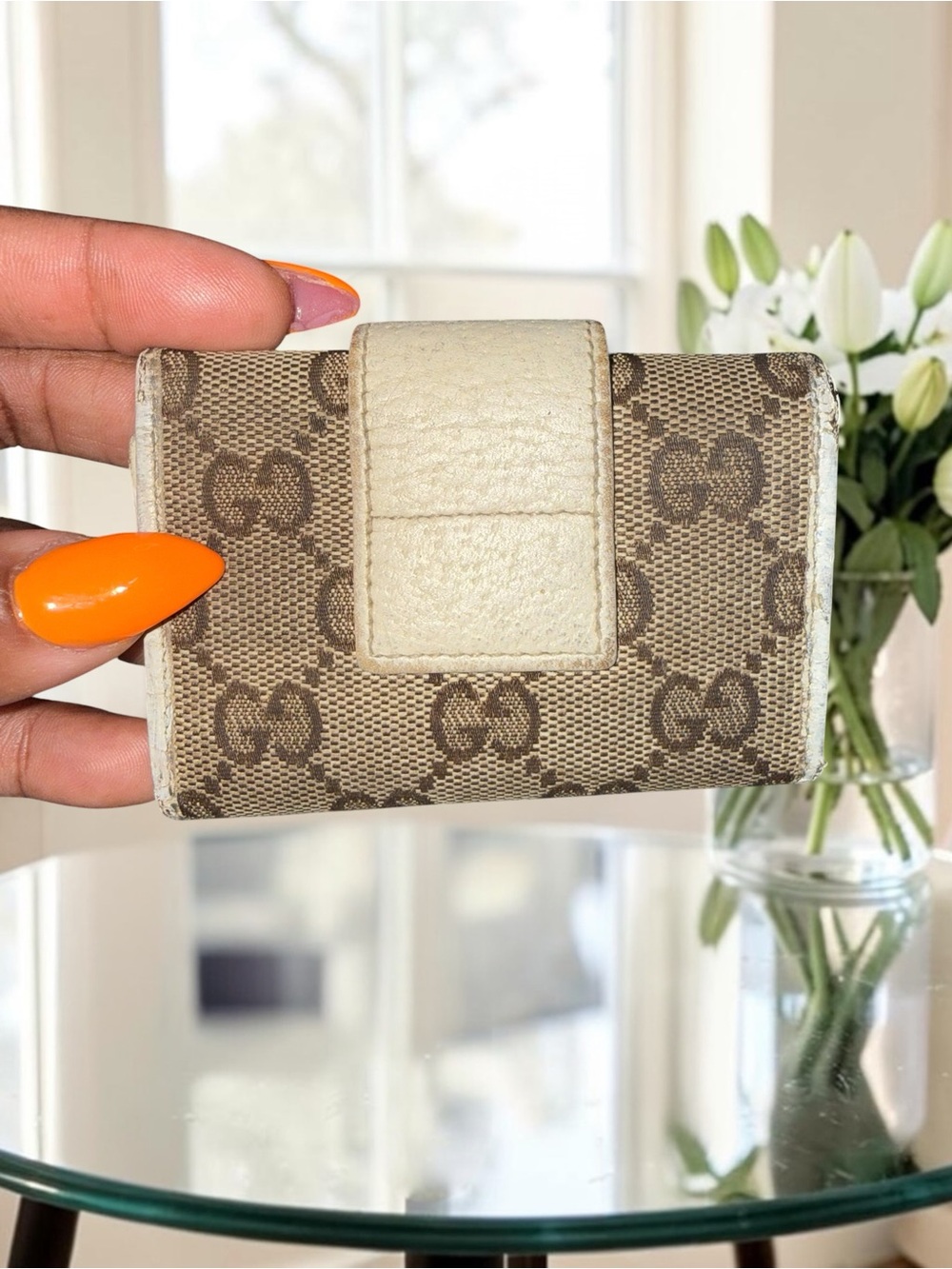 LOW START Vintage Authentic Gucci GG Monogram Canvas Abbey DRing Key Case Wallet - Picture 9 of 11